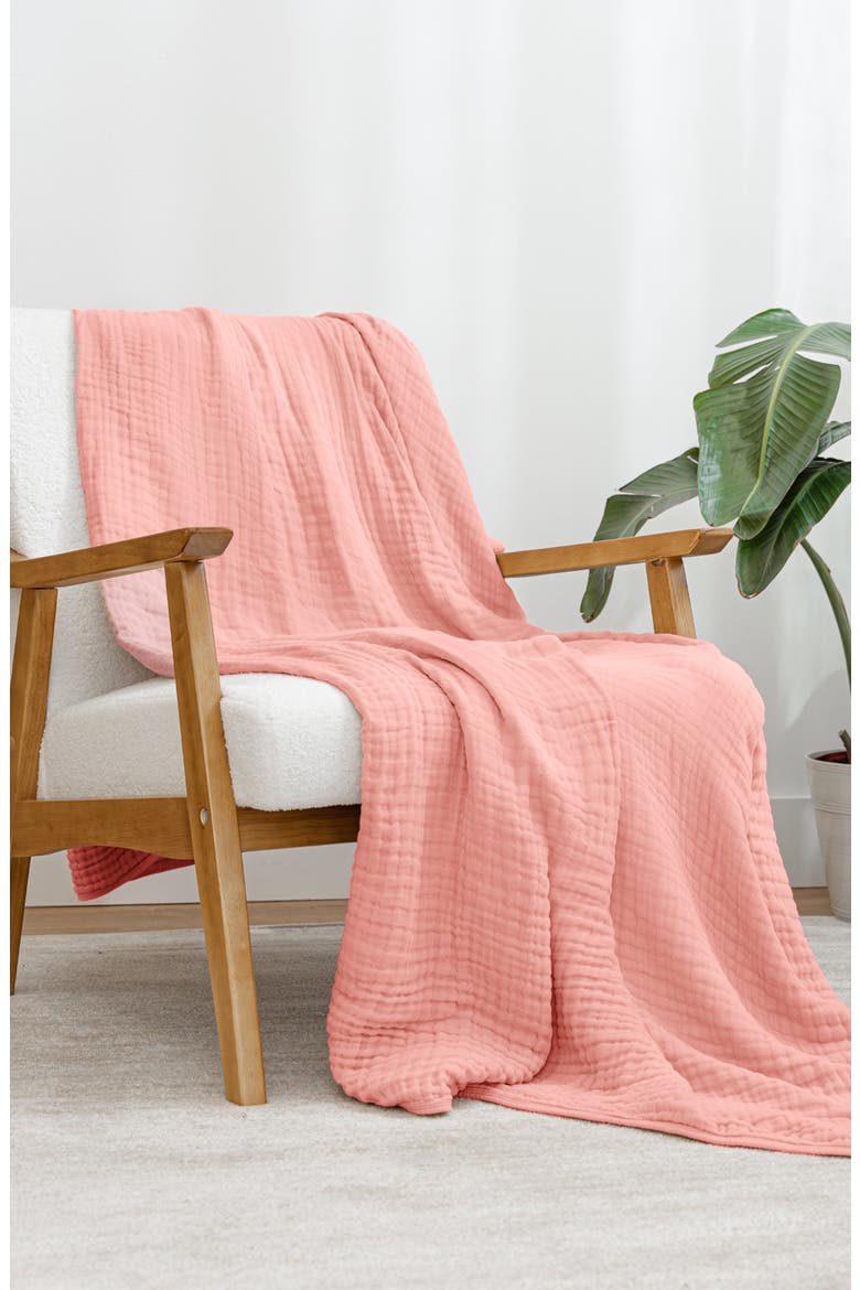 Adult Muslin Blanket, Alternate, color, Bold Blush