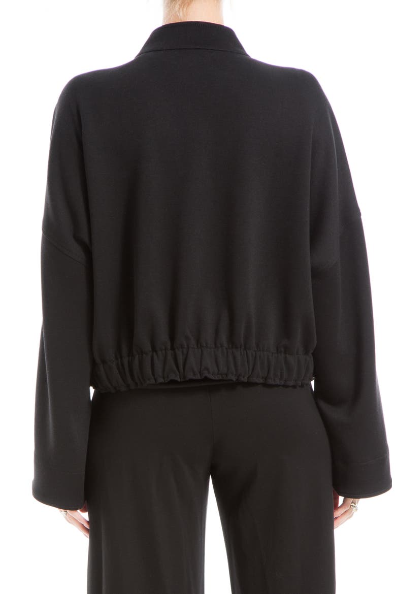 Brushed Knit Cropped Bomber Jacket, Alternate, color, BLACK