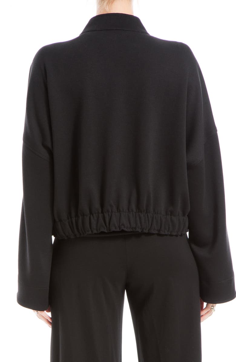 MAX STUDIO Brushed Knit Cropped Bomber Jacket, Alternate, color, Black