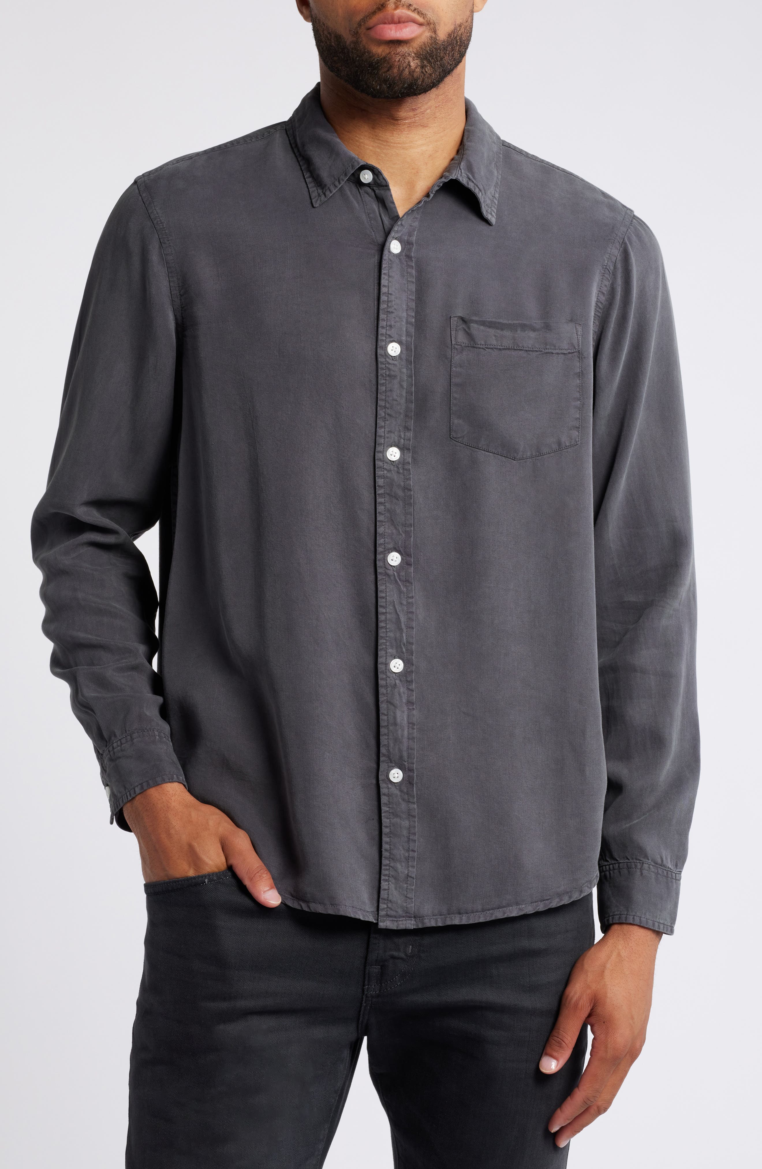 Aiden Solid Lyocell Button-Up Shirt - image 3