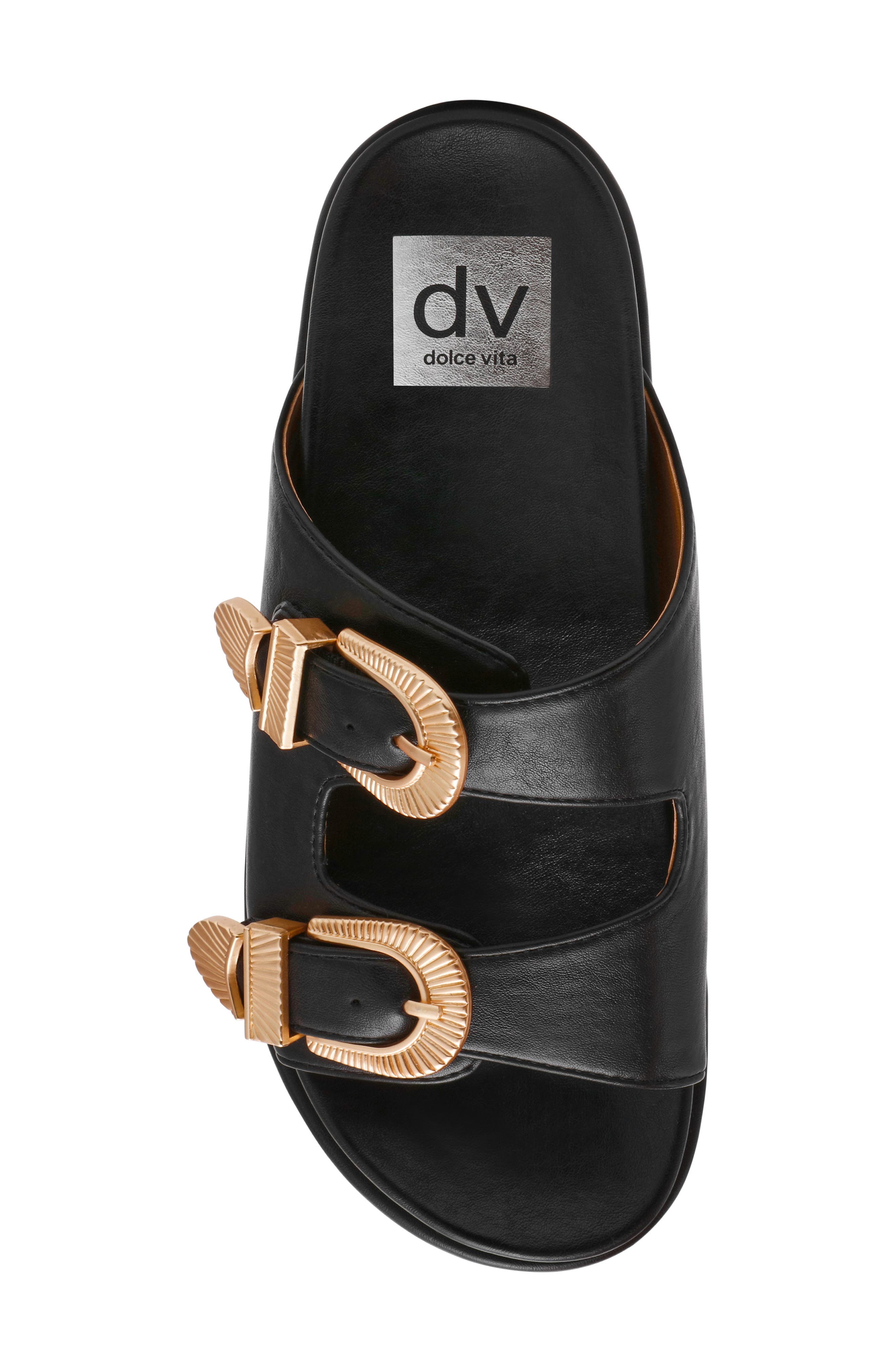 DV by Dolce Vita Percy Slide Sandal, Alternate, color, Black Smooth