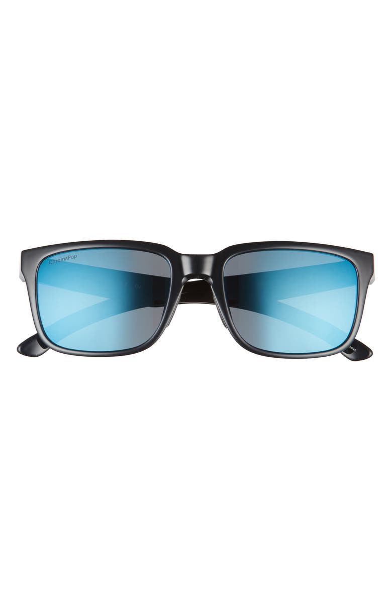 Smith Headliner 55mm Polarized Rectangle Sunglasses, Main, color, Black/ Blue Mirror