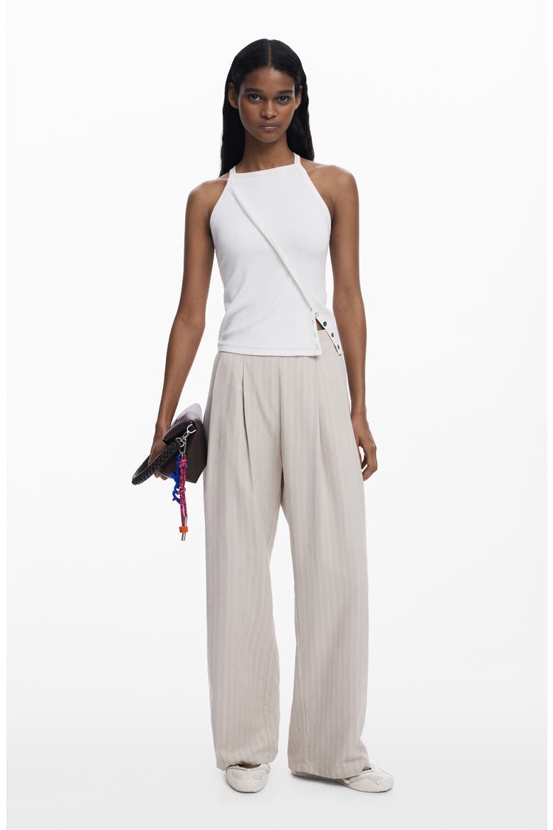 Pleat Front Wide Leg Pants, Alternate, color, BEIGE