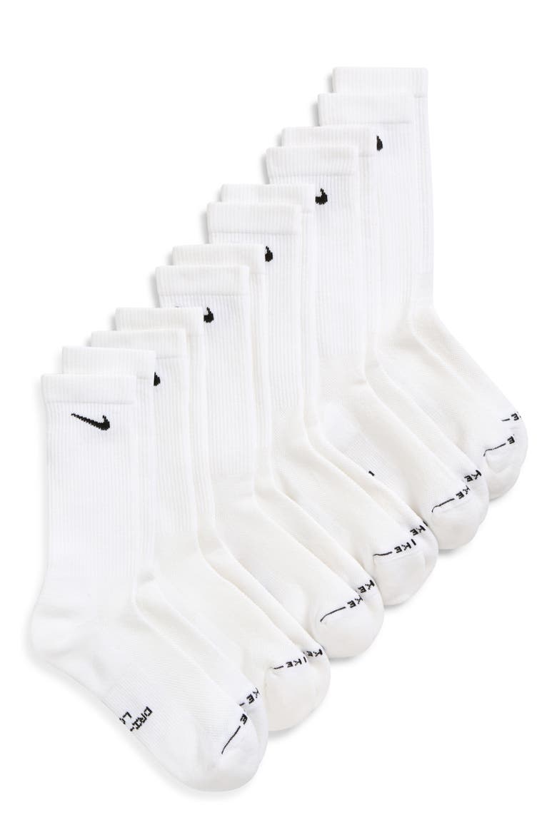 Everyday Elevated Dri-FIT Assorted 6-Pack Cotton Blend Crew Socks, Main, color, WHITE