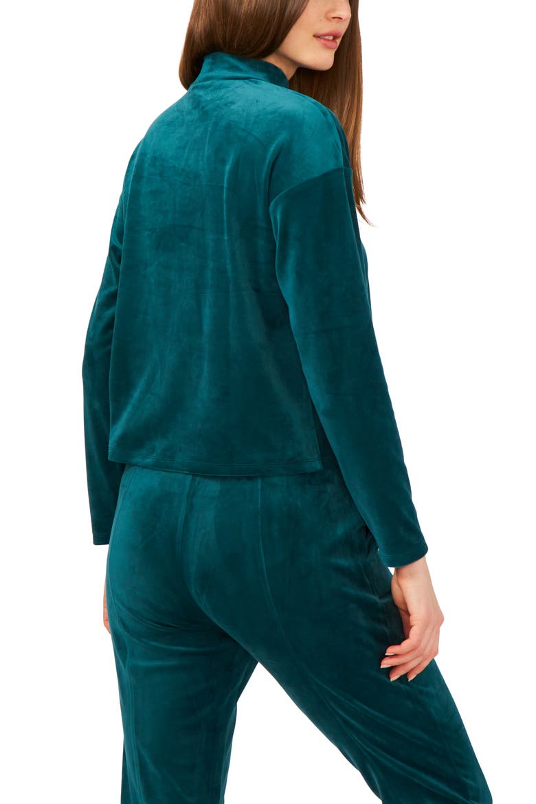 Velour Turtleneck Top, Alternate, color, GREEN FOREST