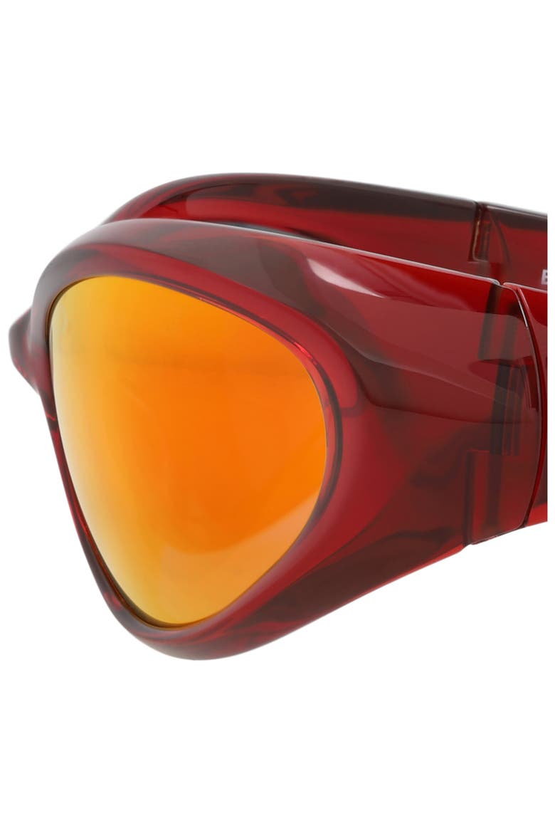Gender Inclusive 70mm Mirrored Wrap Shield Sunglasses, Alternate, color, RED RED RED