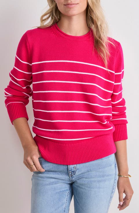 Stripe Cotton Roll Neck Sweater