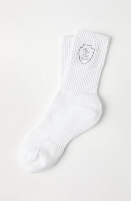 Brunello Cucinelli Techno Cotton Logo Socks In White