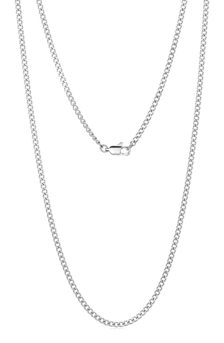 Adornia Men's Water Resistant Cuban Chain Link Necklace, Alternate, color, Silver