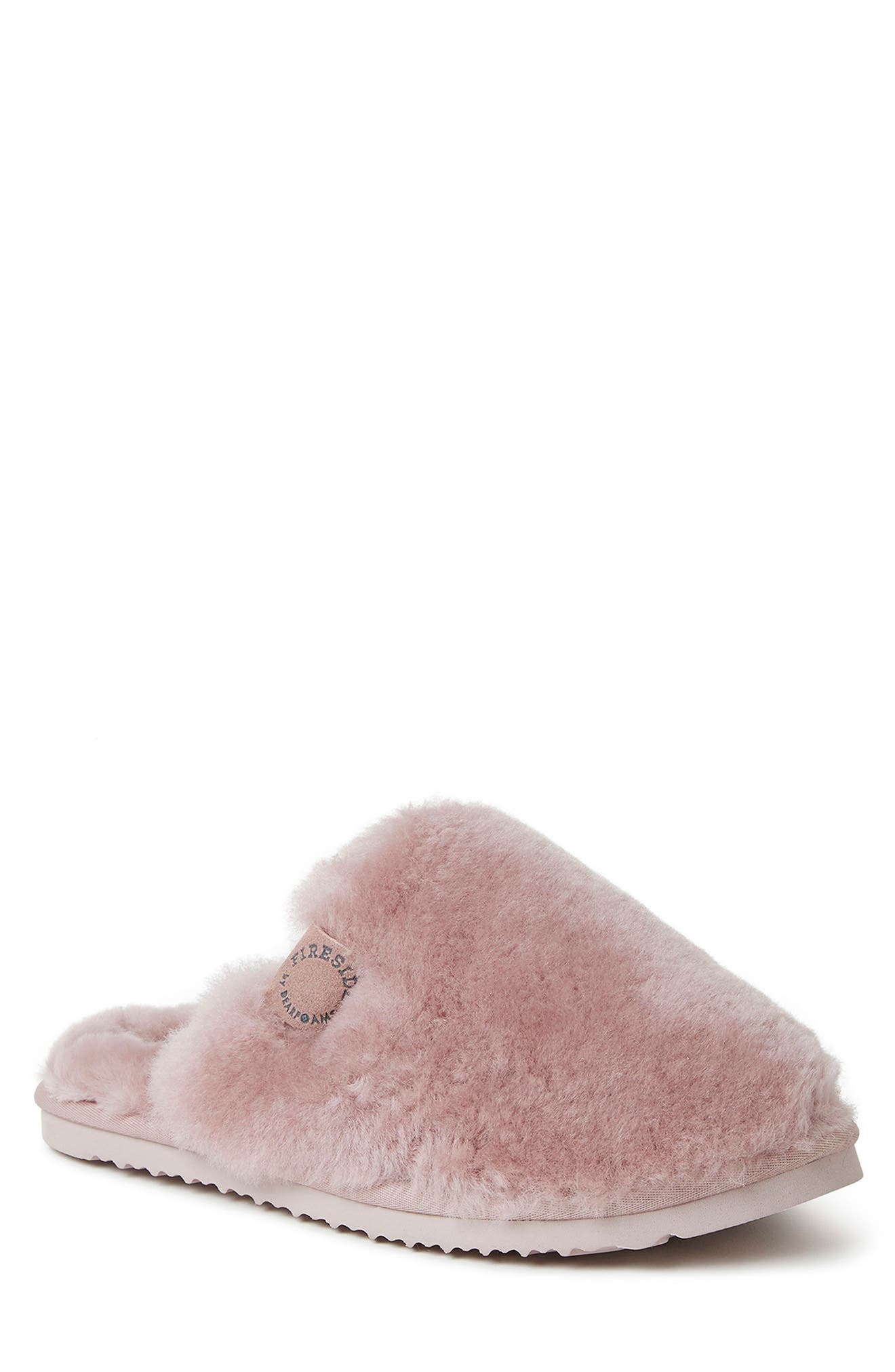 Fireside Genuine Shearling Mule Slipper, Main, color, DUSTY PINK