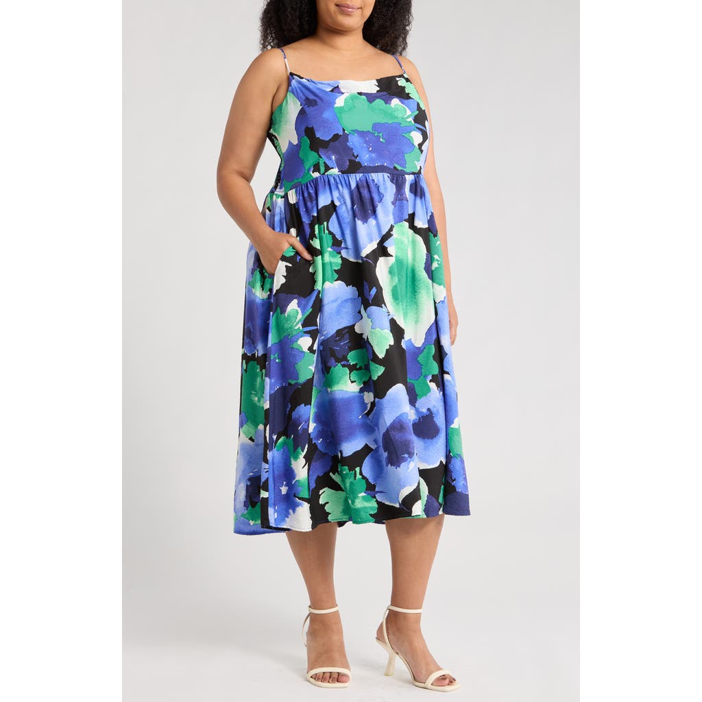 Renee C Floral Fit & Flare Sundress In Gold