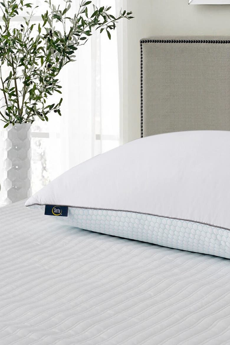2pk Serta 233 Thread Count Summer & Winter White Goose Feather Bed Pillow, Alternate, color, WHITE