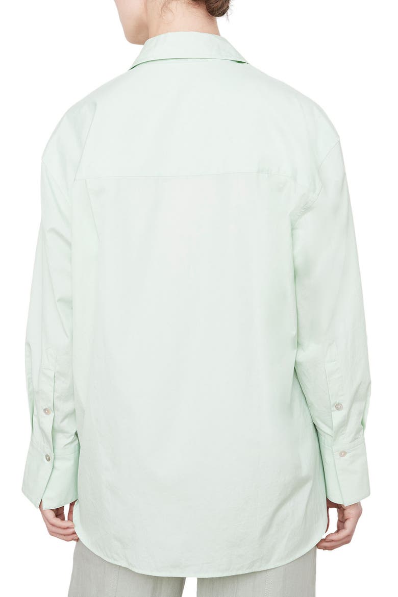 Oversize Cotton Button-Up Shirt, Alternate, color, DEW