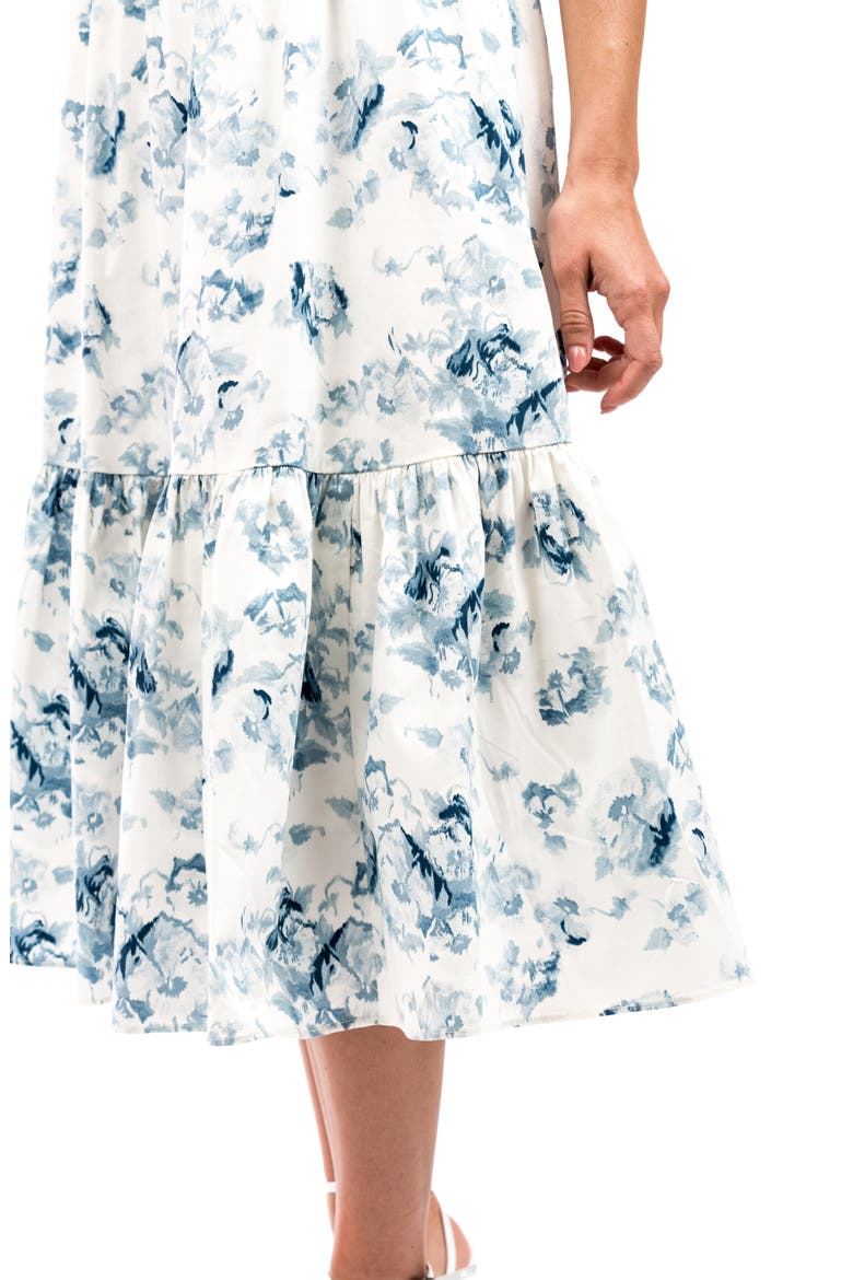 Puff Sleeve Midi Dress, Alternate, color, BLUE FLORAL