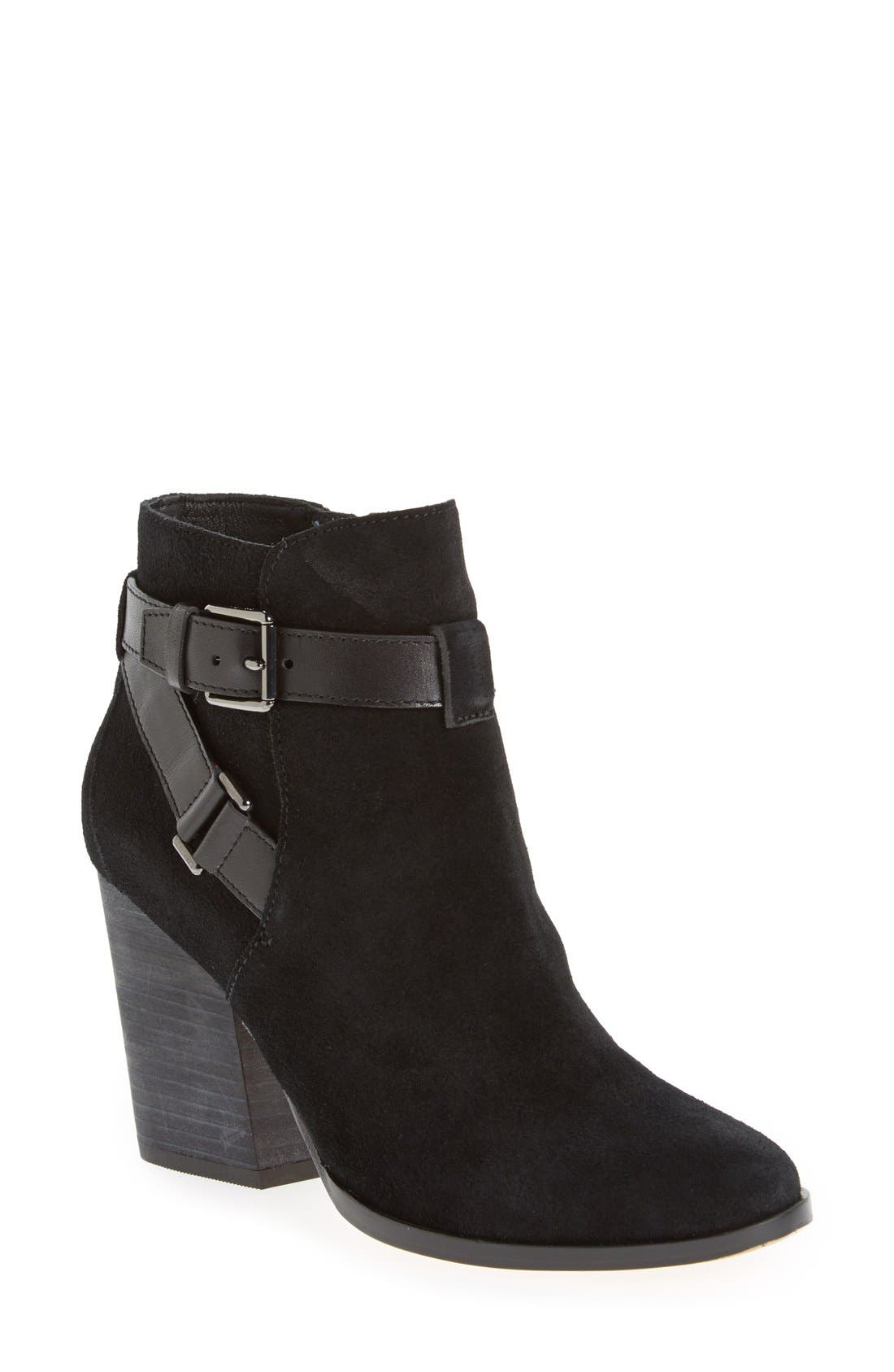 'Minna' Bootie, Main, color, BLACK SUEDE
