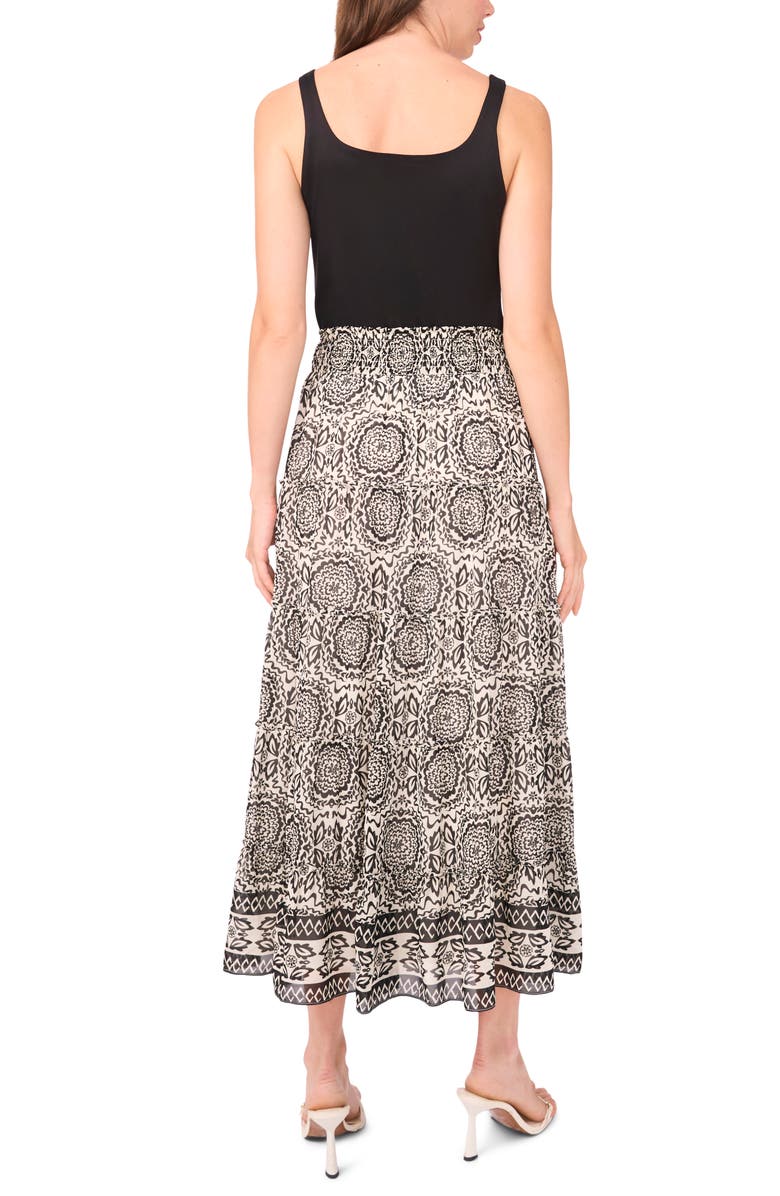 Halogen<sup>®</sup> Tiered Smocked Midi Skirt, Alternate, color, Rich Black Print
