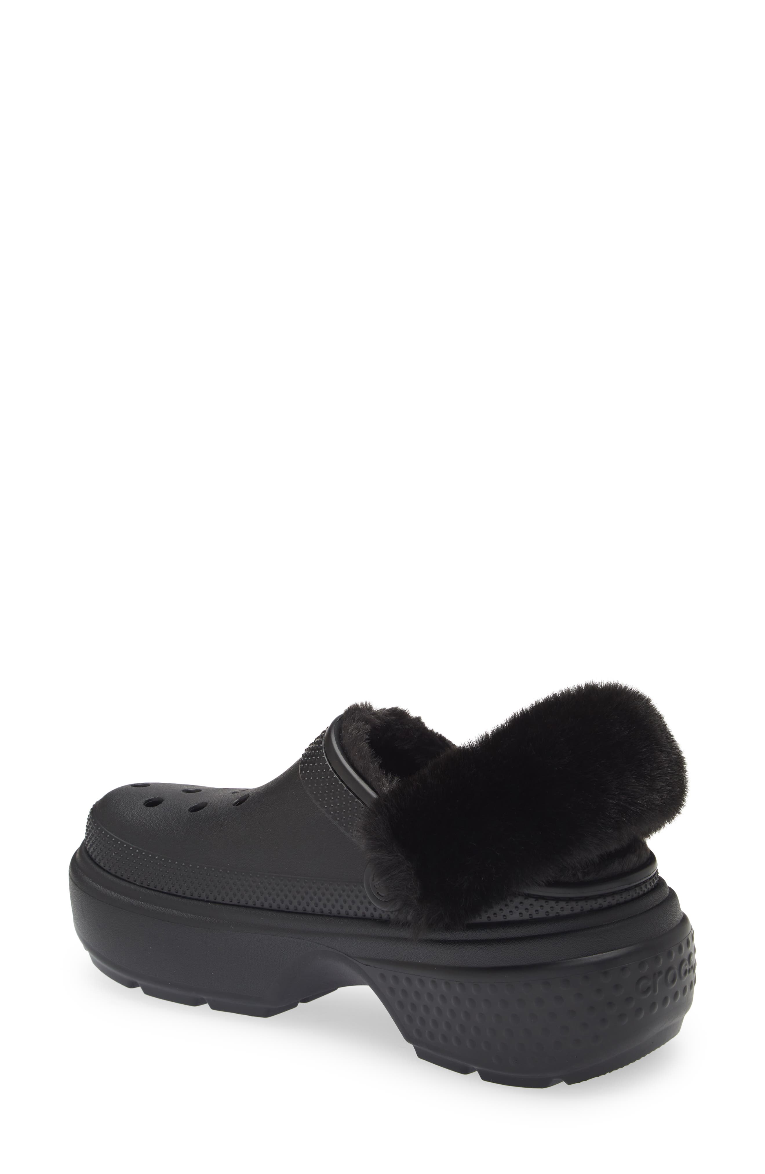 CROCS Stomp Faux Fur Platform Clog, Alternate, color, 