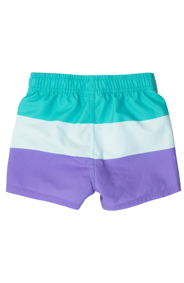 RuggedButts Boys UPF50+ Swim Trunks, Alternate, color, Green Purple Colorblock