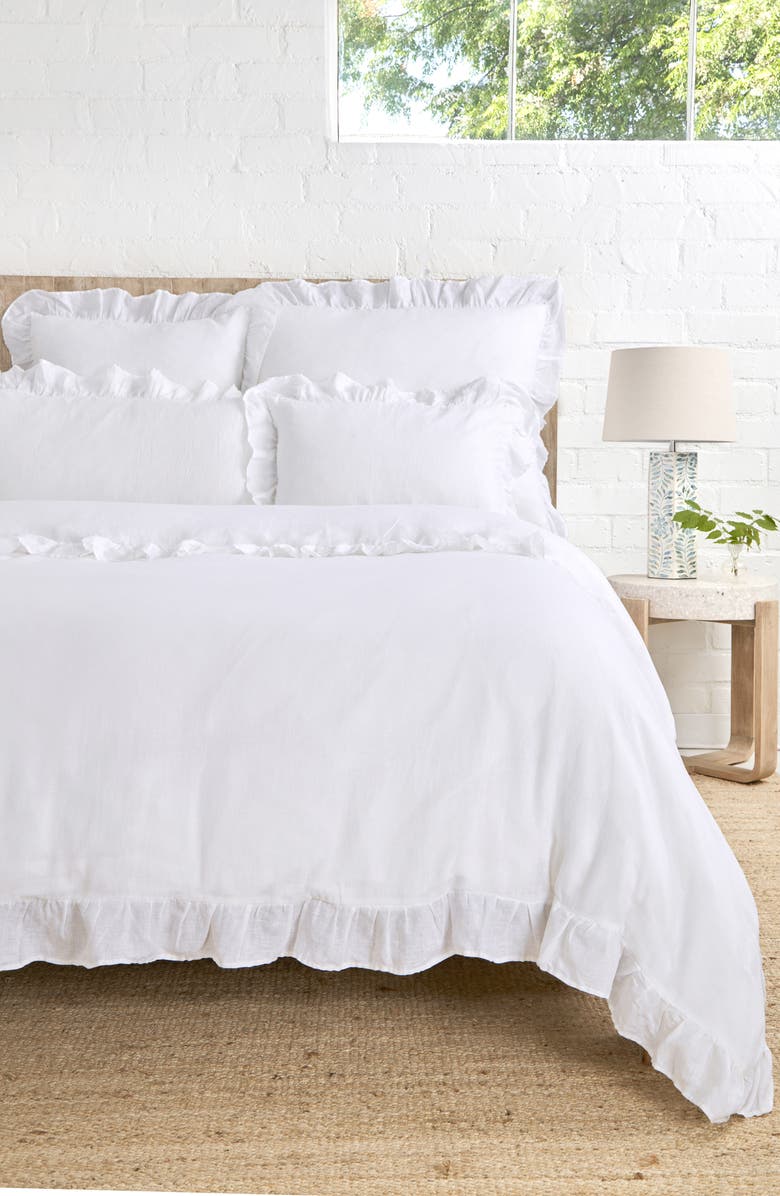 Pom Pom at Home 'Charlie' Linen Duvet Cover, Alternate, color, White