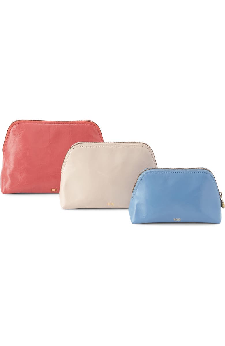 HOBO Set of 3 Leather Pouches, Alternate, color, Pink Mirage