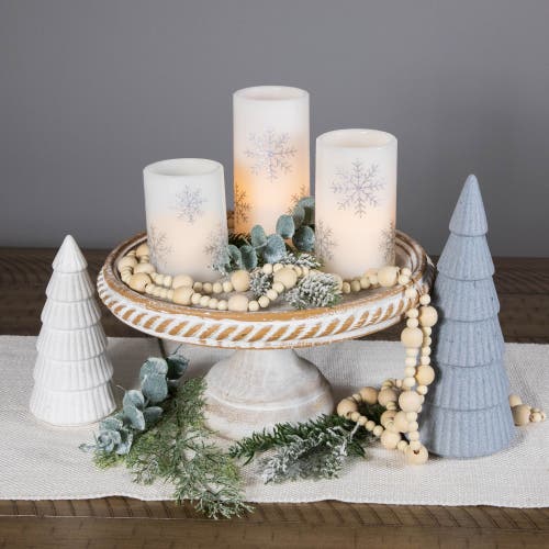 Northlight Led Flameless Flickering Wax Pillar Snowflake Christmas Candles In White