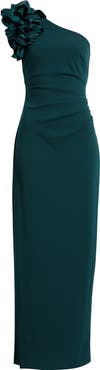 Xscape Evenings One-Shoulder Ruffle Scuba Crepe Dress