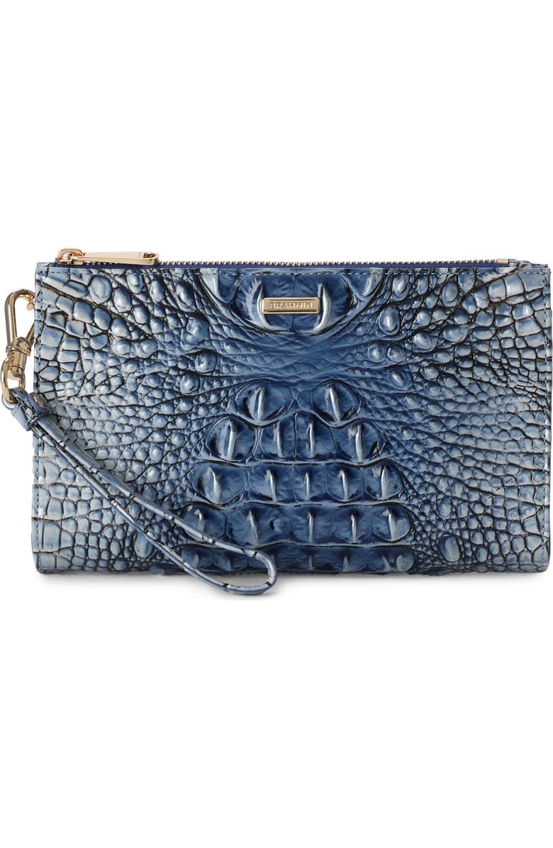 Brahmin Daisy Croc Embossed Leather Wristlet, Main, color,