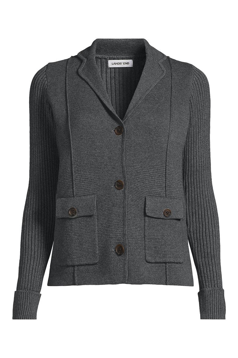 Drifter Ribbed Collared Blazer Sweater, Alternate, color, Charcoal Heather