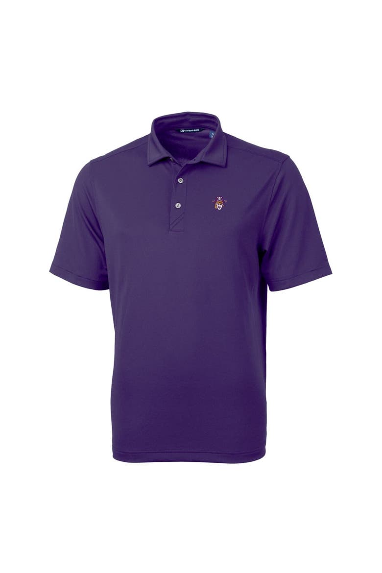 Men's Cutter & Buck Purple ECU Pirates Team Logo Virtue Eco Pique Recycled Polo, Alternate, color, Purple
