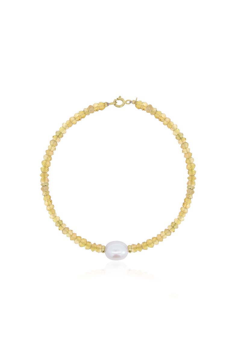The Lovery Fine Jewelry Citrine Bead Pearl Bracelet, Main, color, Citrine