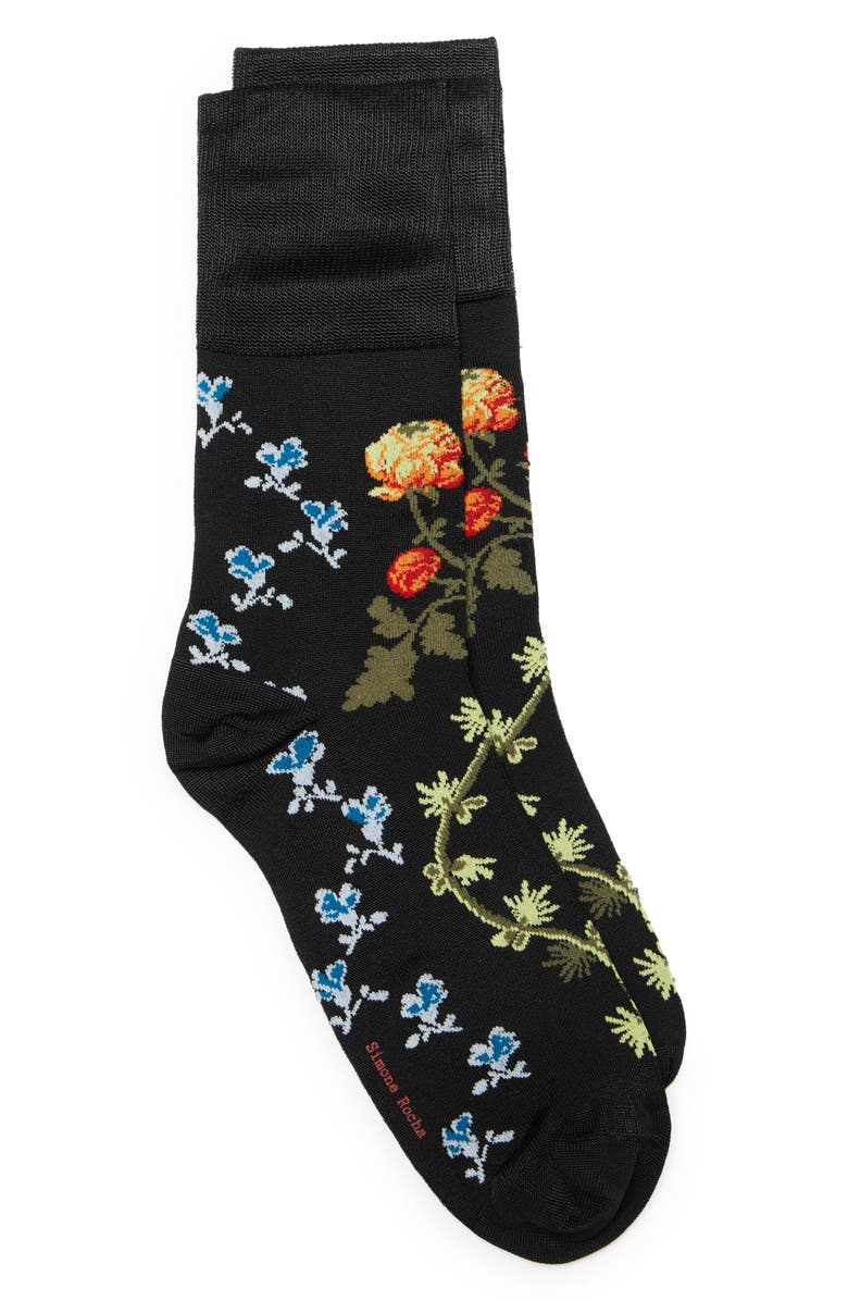 Simone Rocha Creeping Flower Jacquard Ankle Socks, Main, color, 
