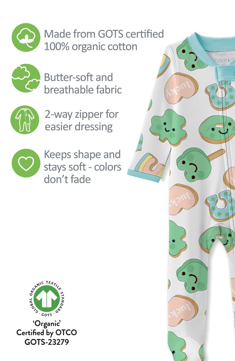 BUTTERBLU Scout Organic Cotton Footie, Alternate, color, Feelin' Lucky