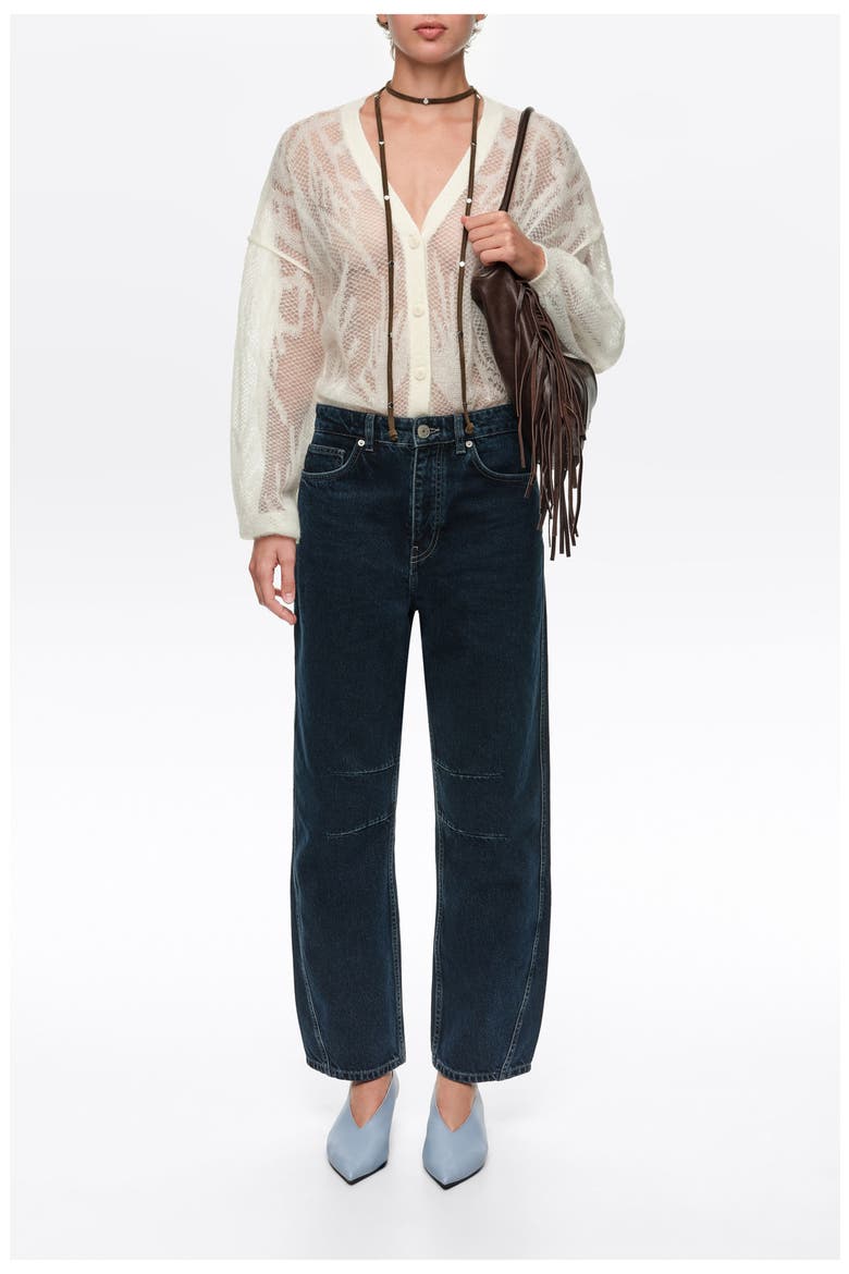 Mohair Openwork Cardigan, Alternate, color, IVORY