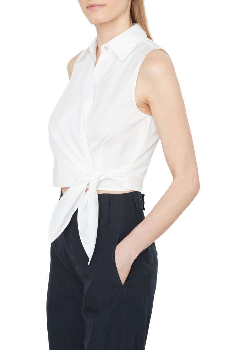 Vince Sleeveless Cotton Wrap Shirt, Alternate, color, Optic White