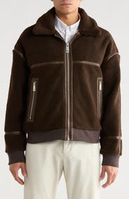 Noize Faux Leather Trim Bomber Jacket