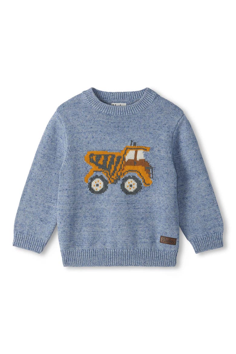Kids' Dump Truck Crewneck Sweater, Main, color, BLUE