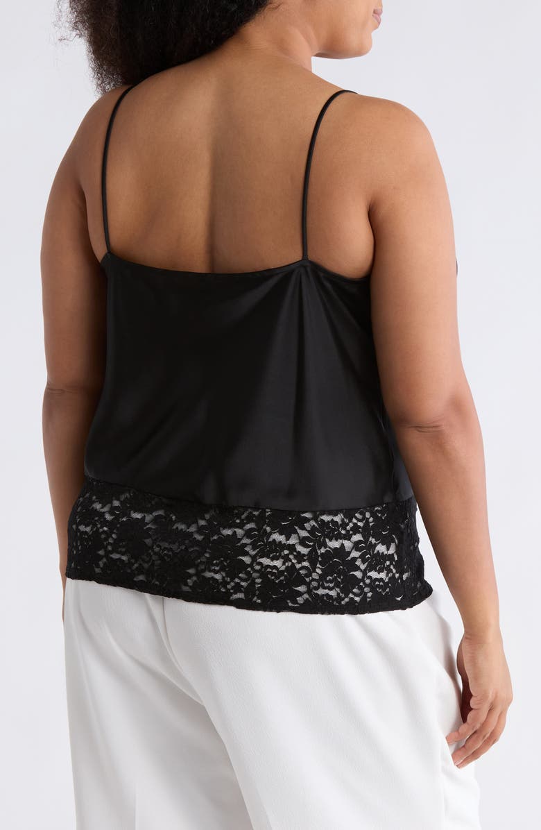 Renee C Lace Trim Satin Camisole, Alternate, color, Black