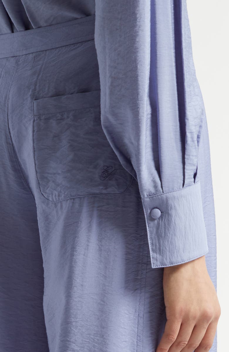 Emporio Armani Reverse Pleat Techno Rayon Wide Leg Pants, Alternate, color, Purple