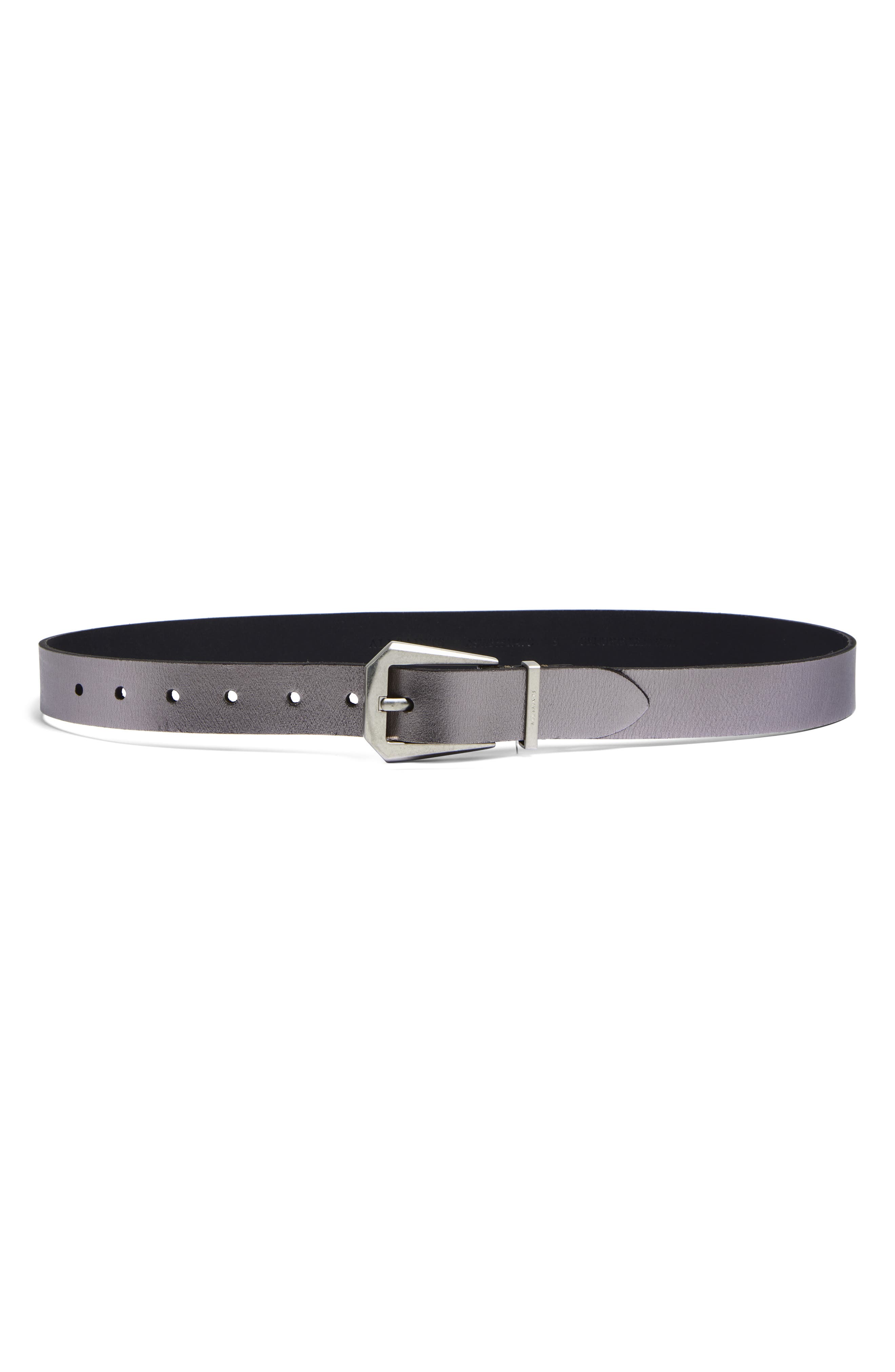 AllSaints Western Hexagon Buckle Leather Belt