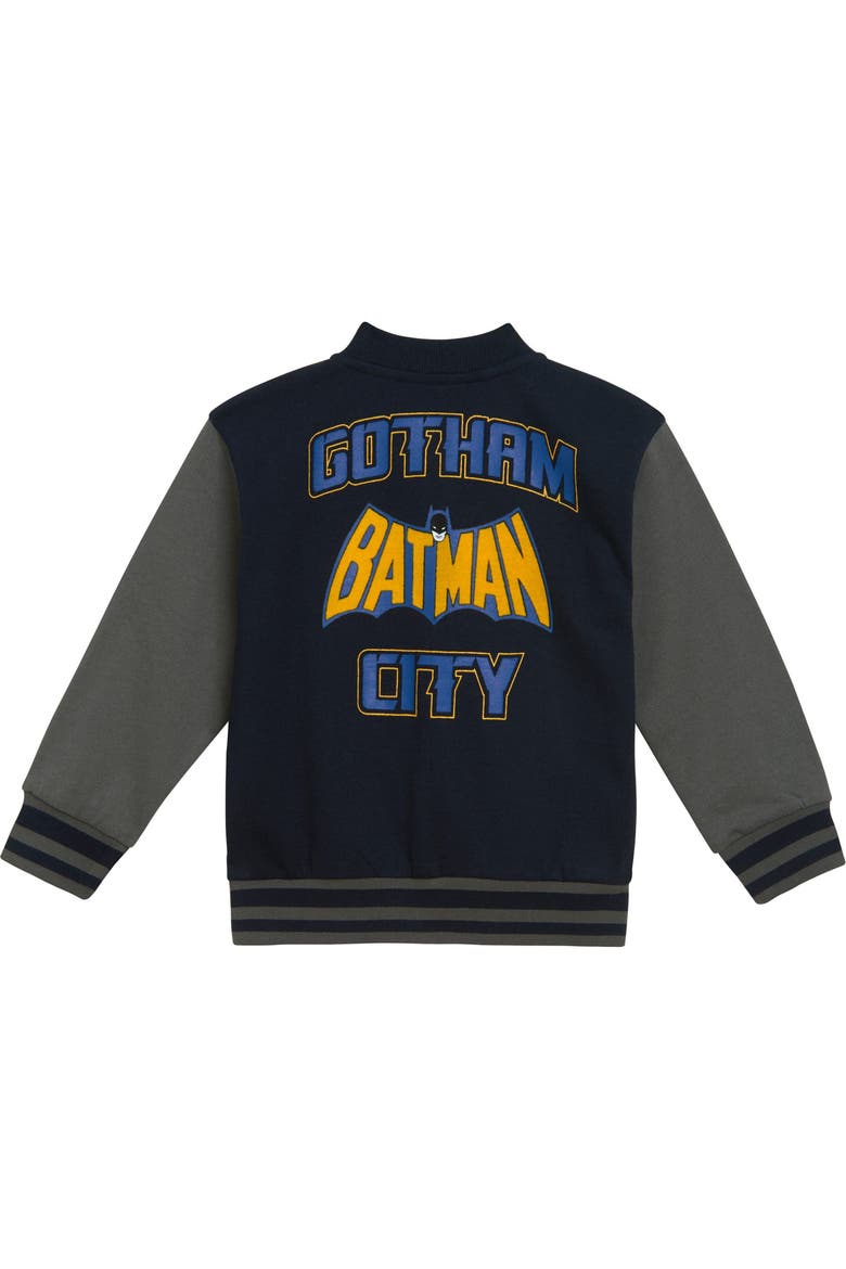 Justice League Fleece Varsity Jacket and Pants Set, Alternate, color, Navy Grey Batman