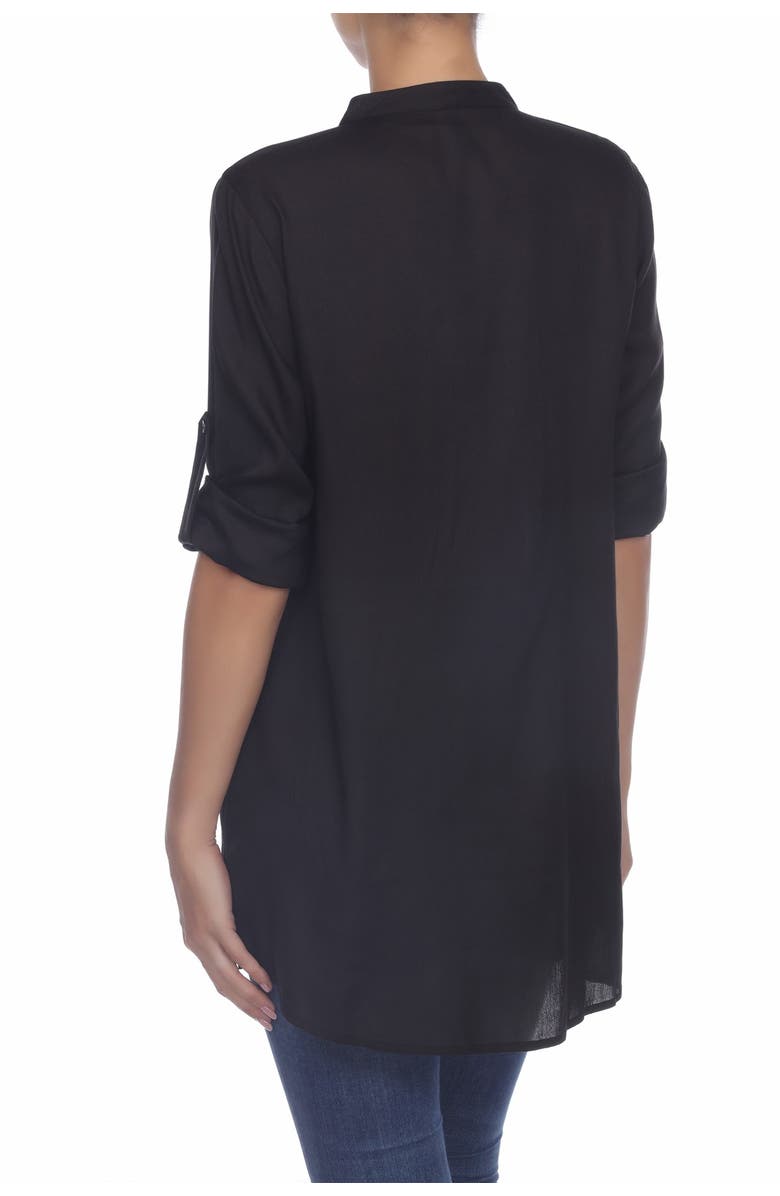 BOHO ME Crochet Lace Inset Cover-Up Tunic, Alternate, color, Black