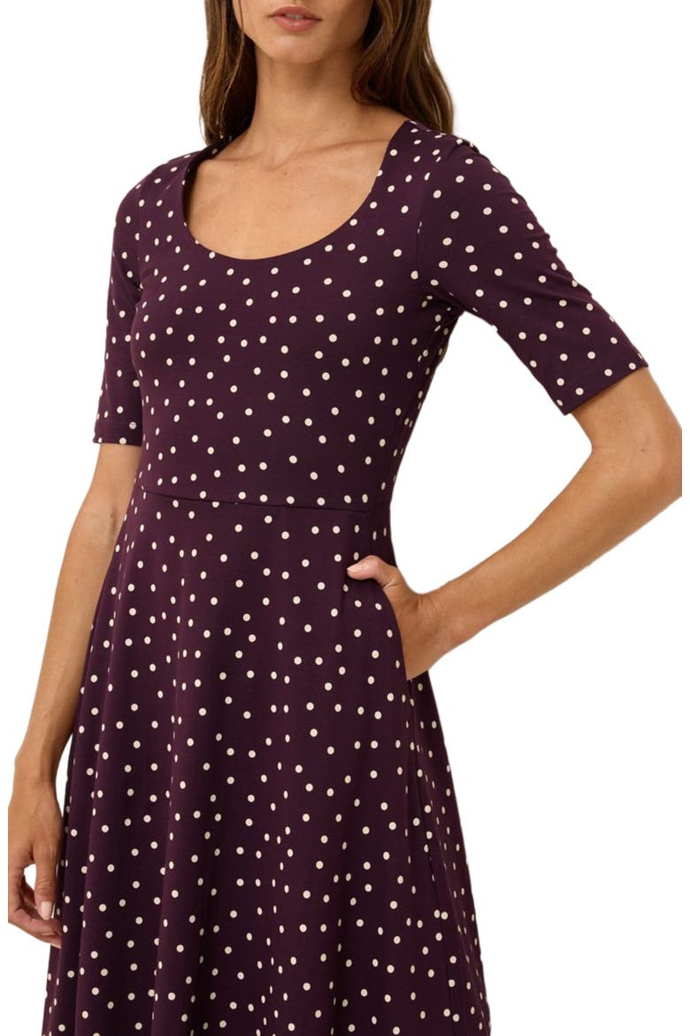 Fit & Flare Signature Scoop Dress Made With Organic Cotton, Alternate, color, Berry Polka Dot