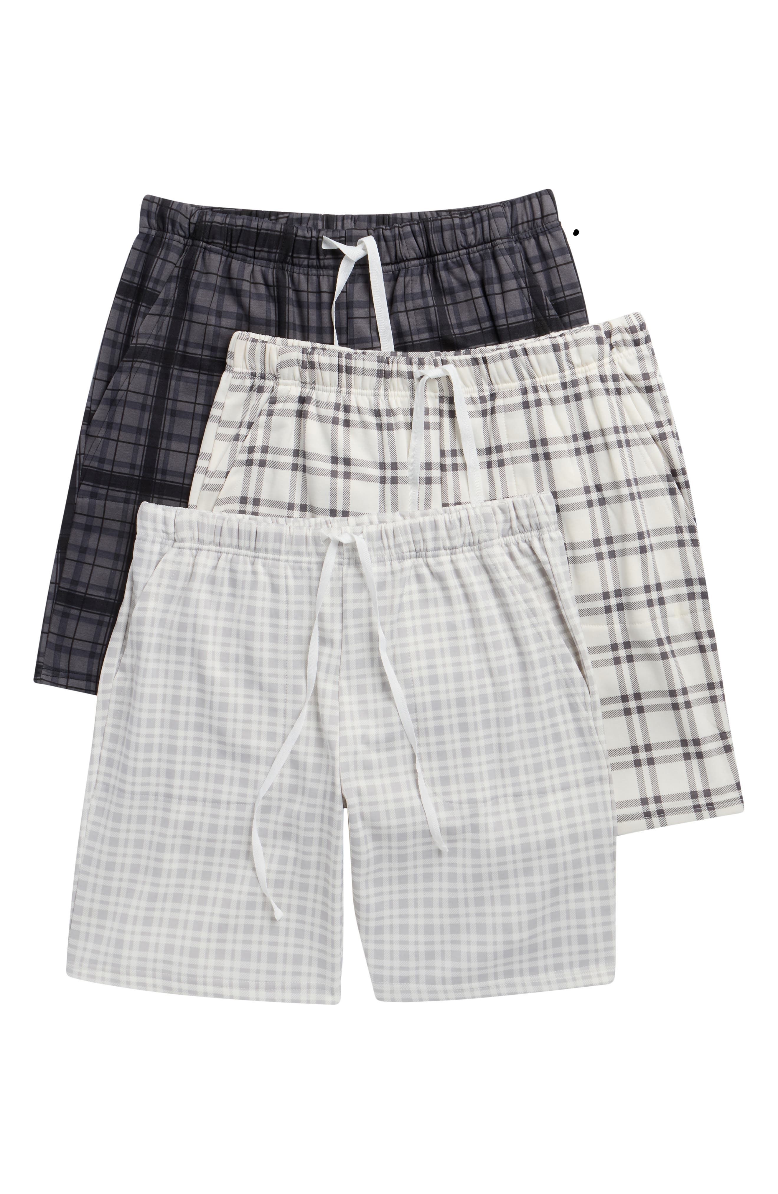 3-Pack Plaid Minky Fleece Lounge Shorts