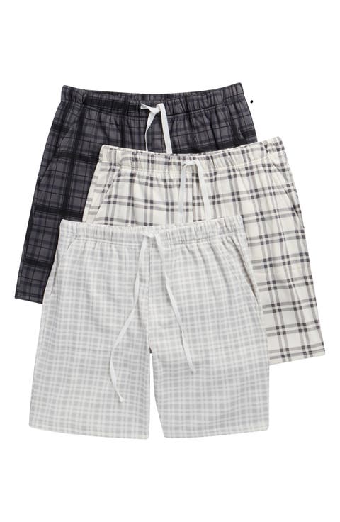 3-Pack Plaid Minky Fleece Lounge Shorts