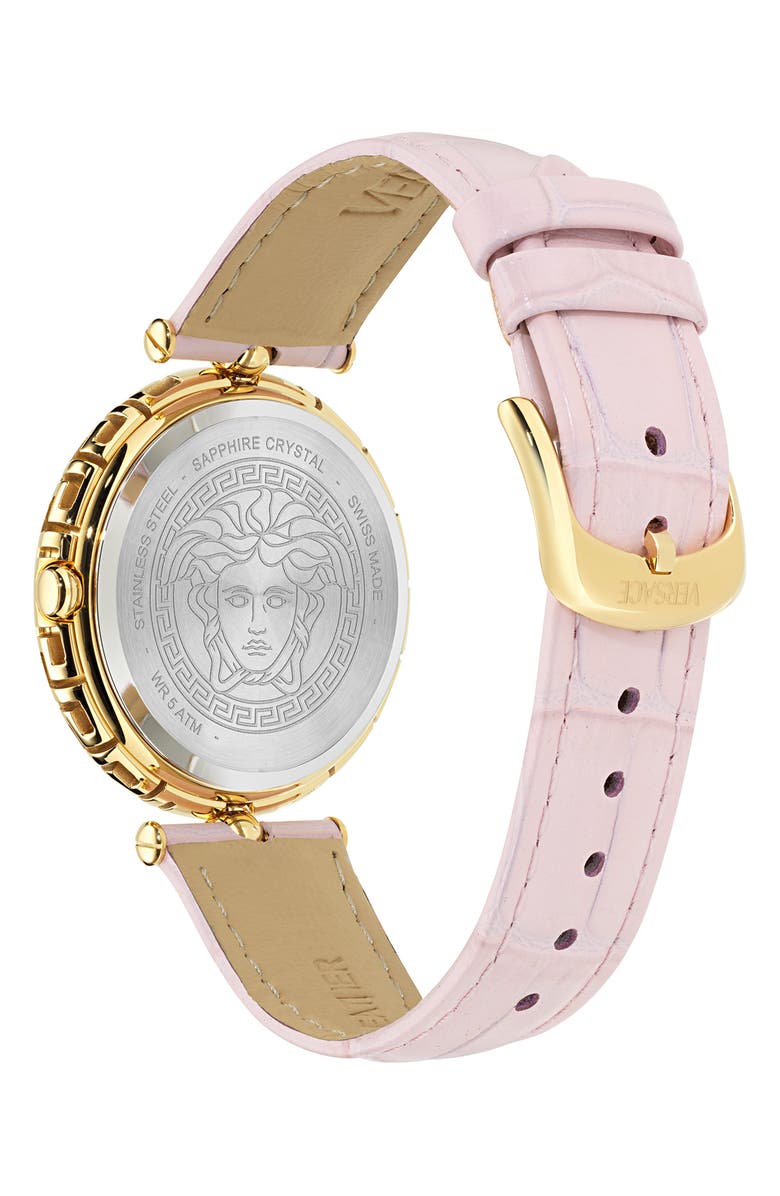 Versace Medusa Heritage Leather Strap Watch, 38mm, Alternate, color, 