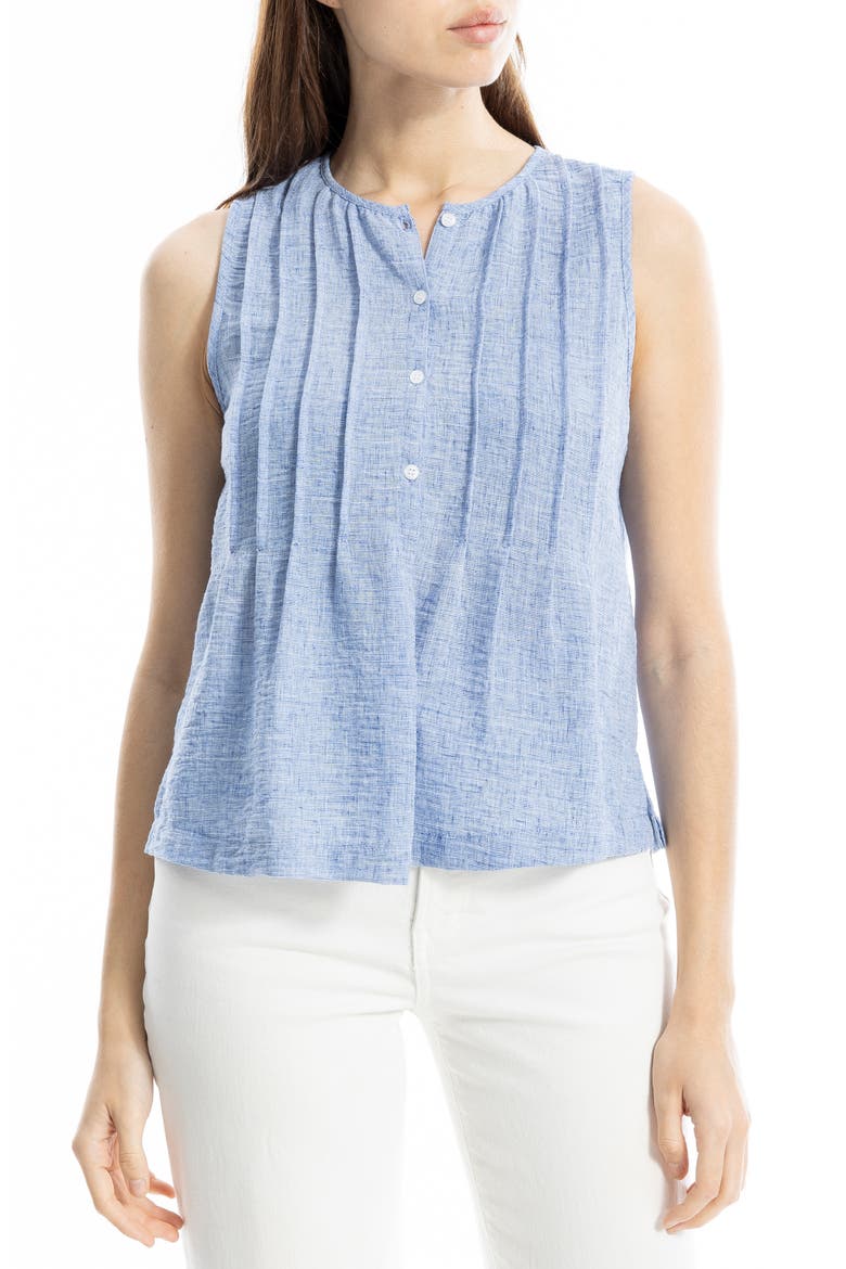 Crinkle Pintuck Top, Main, color, CHAMBRAY