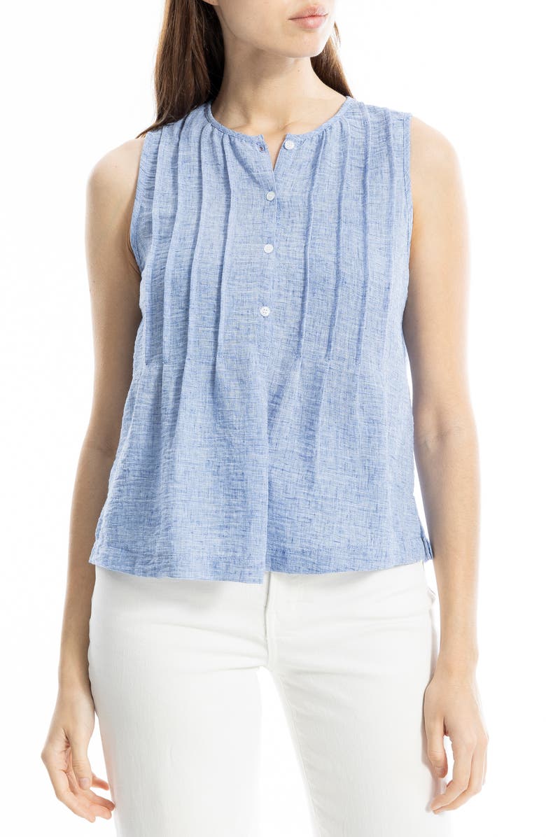 MAX STUDIO Crinkle Pintuck Top, Main, color, Chambray