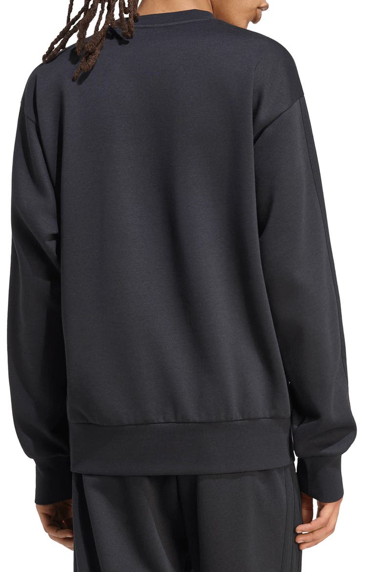 Essentials 3-Stripes Fleece Sweatshirt, Alternate, color, BLACK/ BLACK