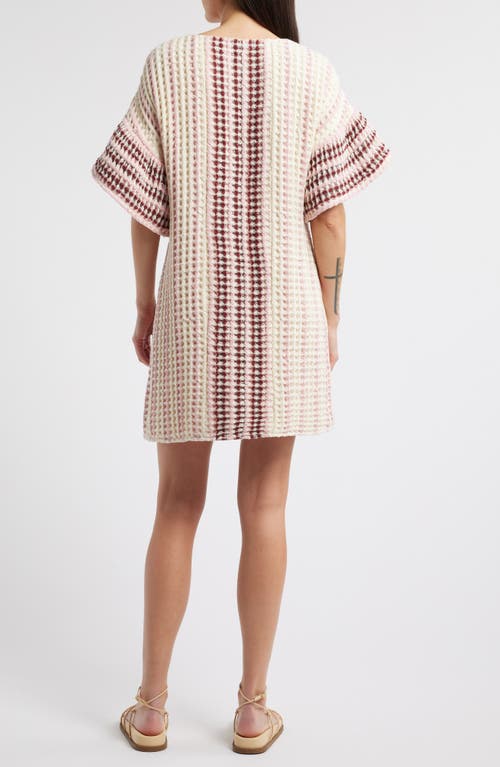 Saylor Allirra Open Stitch Knit Shift Minidress In Pink Stripe Multi