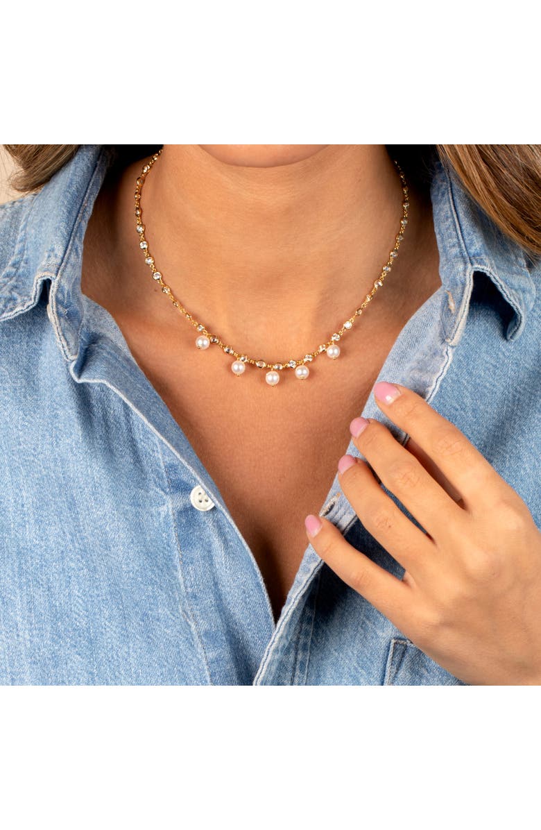 BY ADINA EDEN Multi CZ Dangling Pearl Chain Necklace, Alternate, color, 